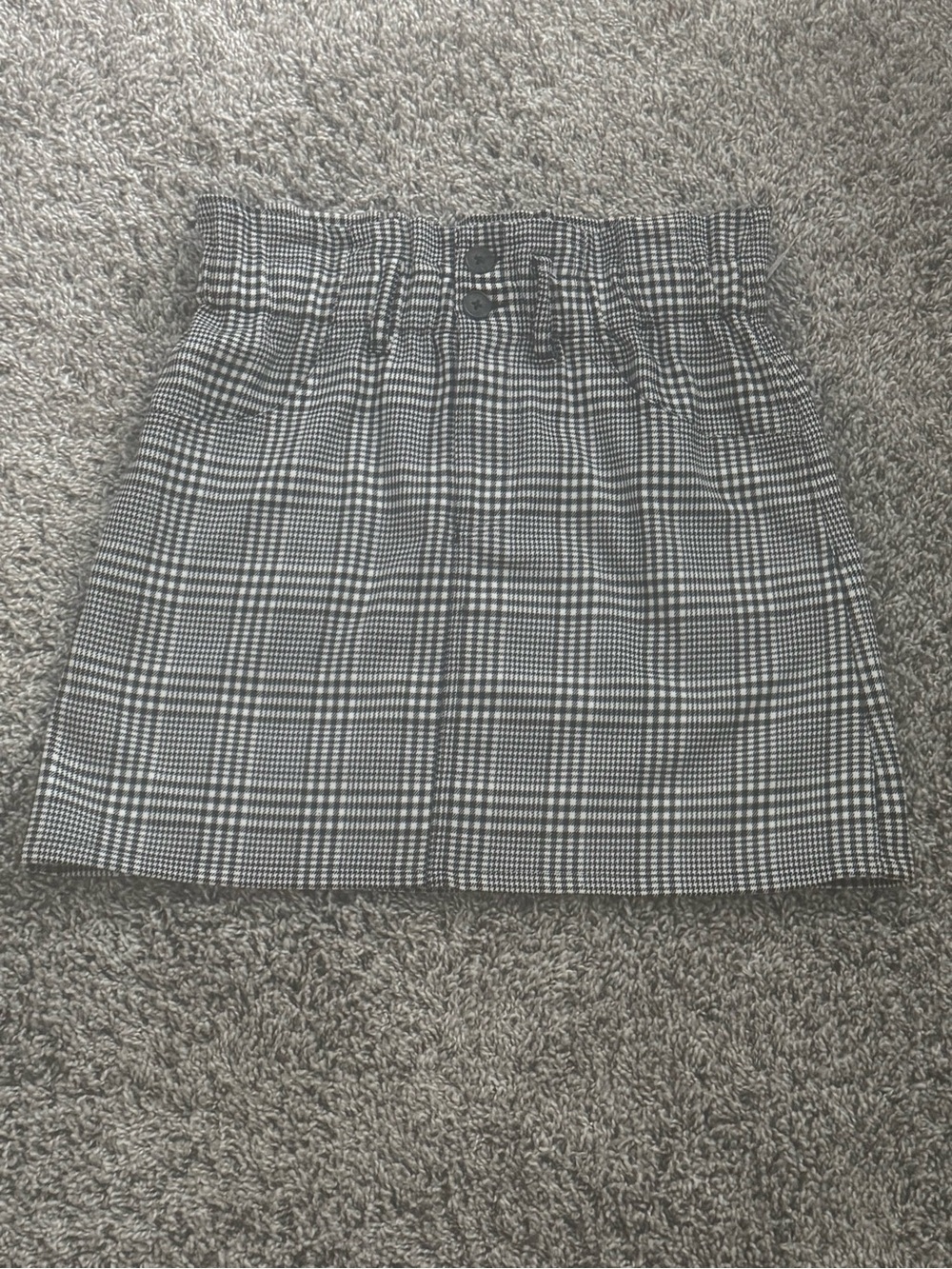 Jolt Black & White Plaid Paperbag Waist Mini Skirt